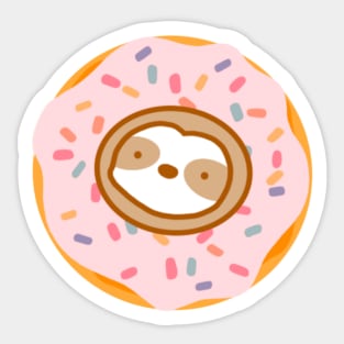 Cute Pink Donut Sloth Sticker